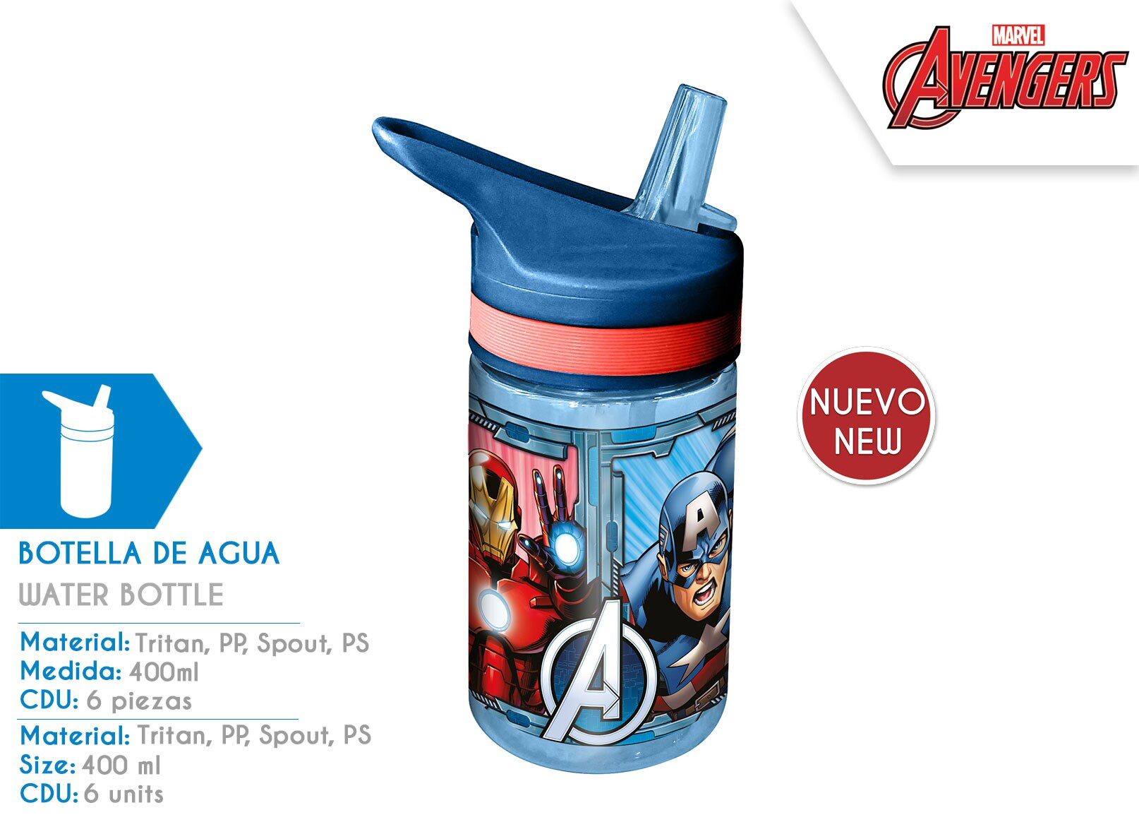 avengers cantimplora tritan 400 ml  (kids licensing - av16032)