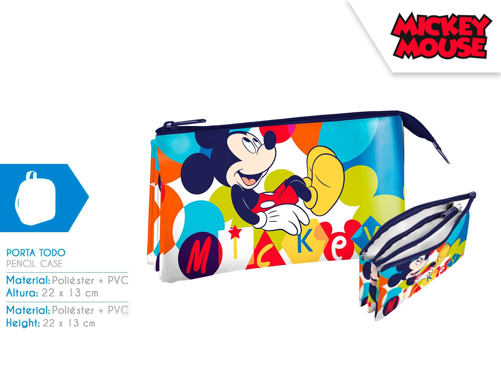 mickey portatodo triple (kids licensing - mk22088)