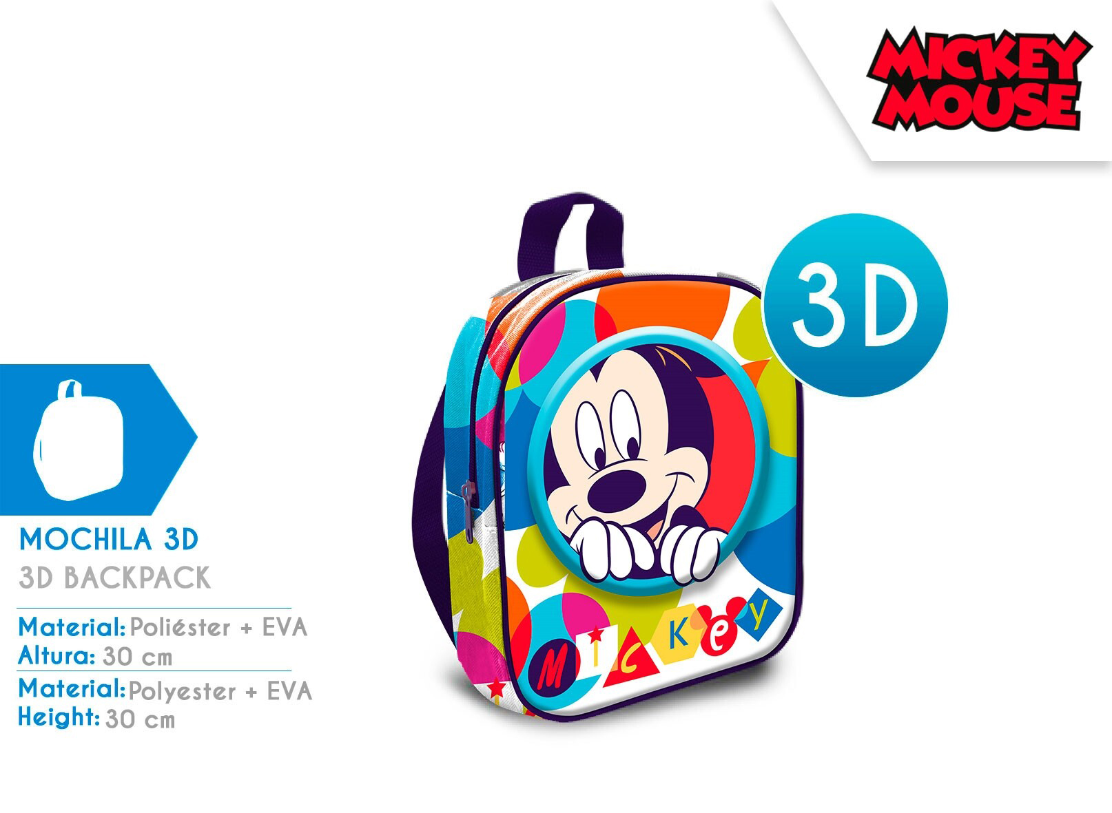 mickey mochila 3d (kids licensing - mk22086)