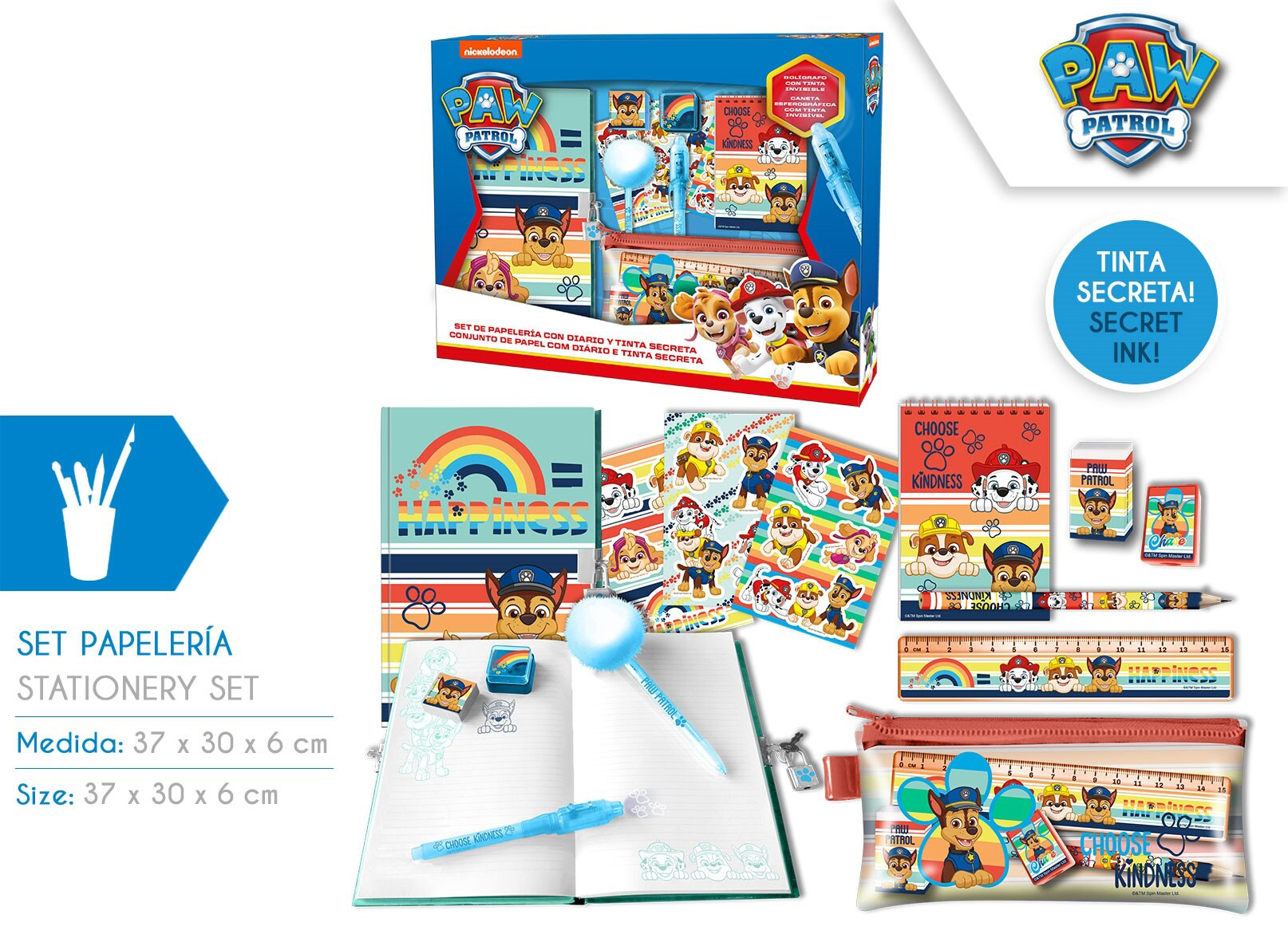 paw patrol set de papeleria + stickers  (kids licensing - pw19724)