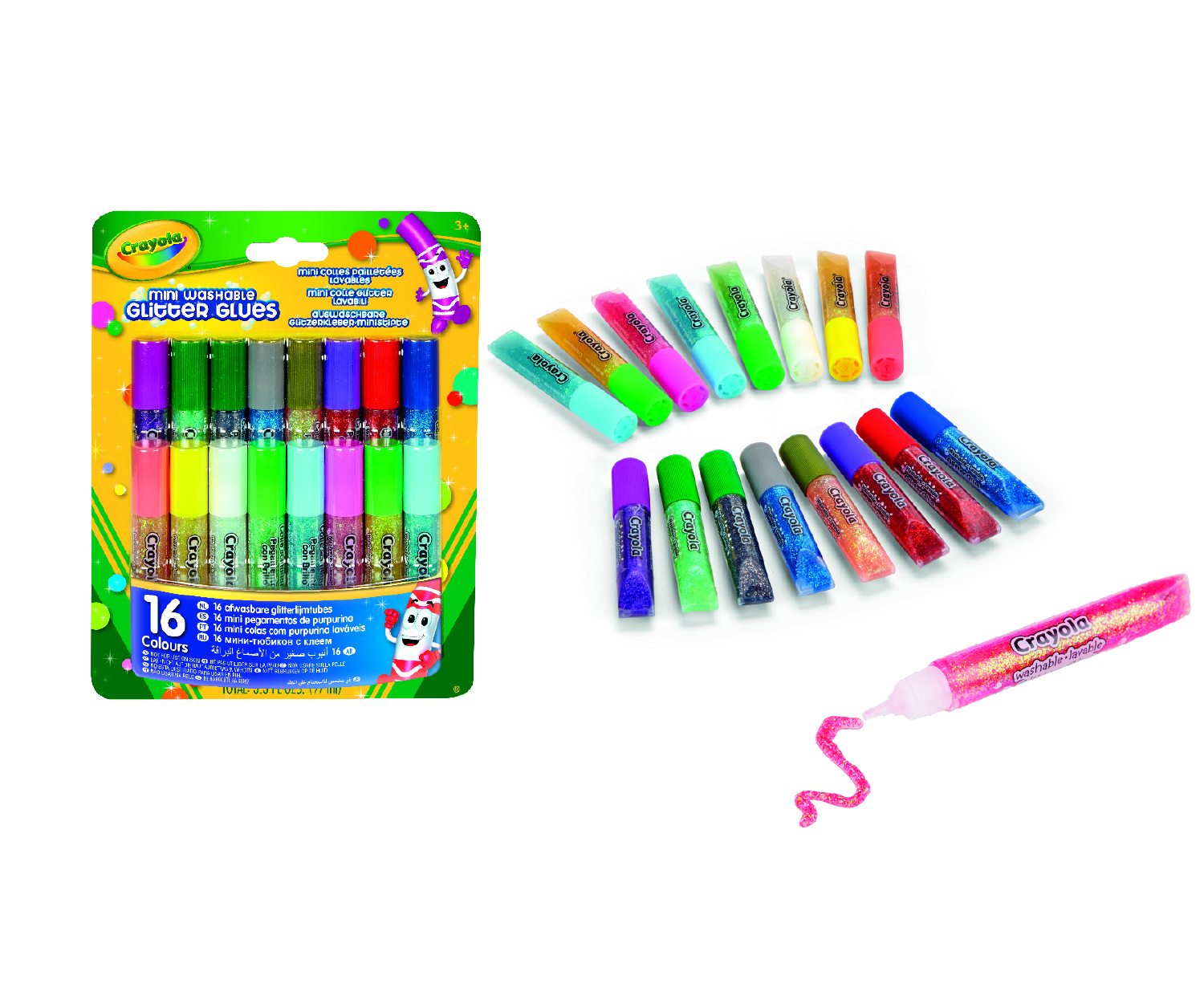 crayola 16 mini pegamentos purpurina (69-4200)