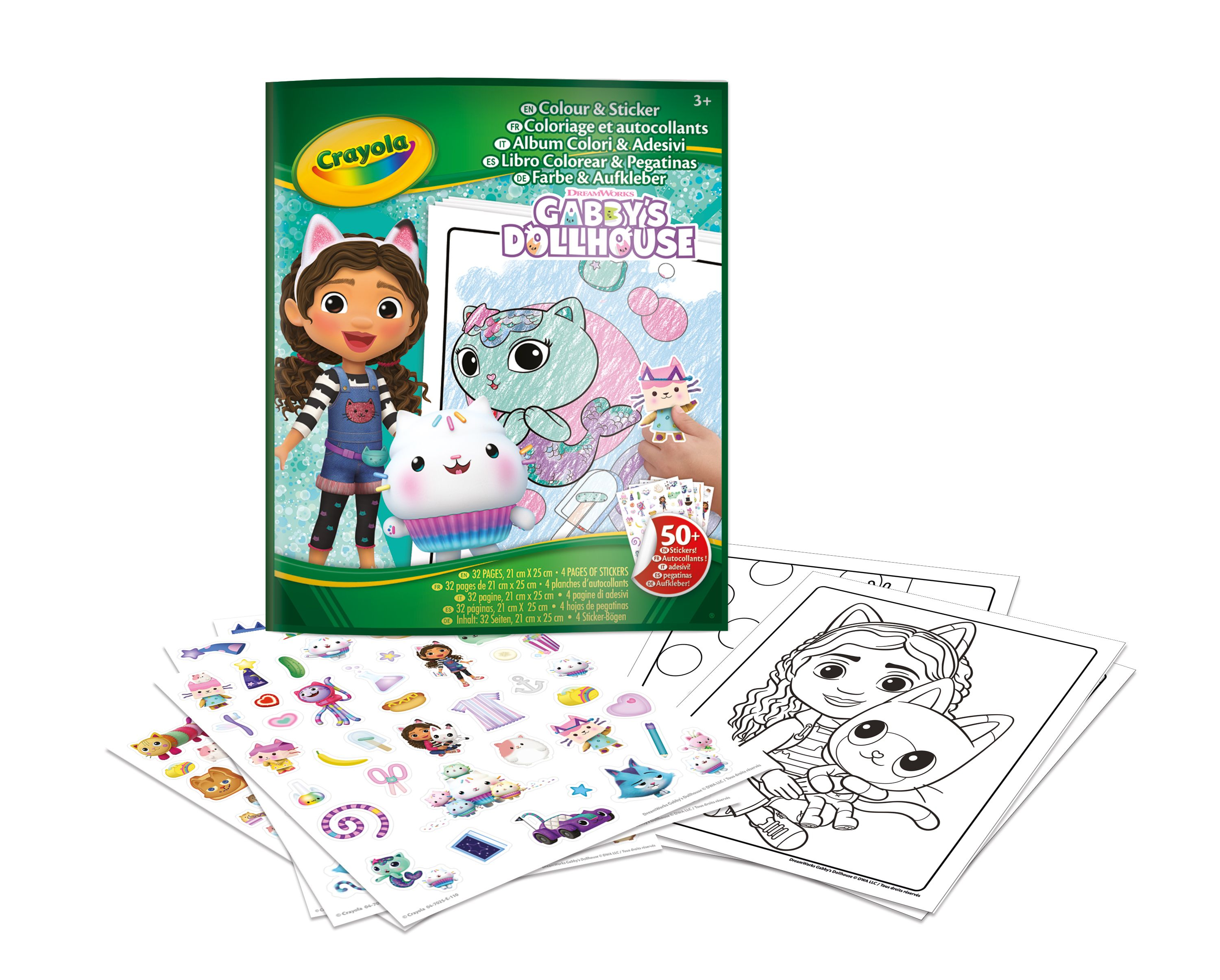 crayola libro colorear+stickers gabby´s (04-7025)