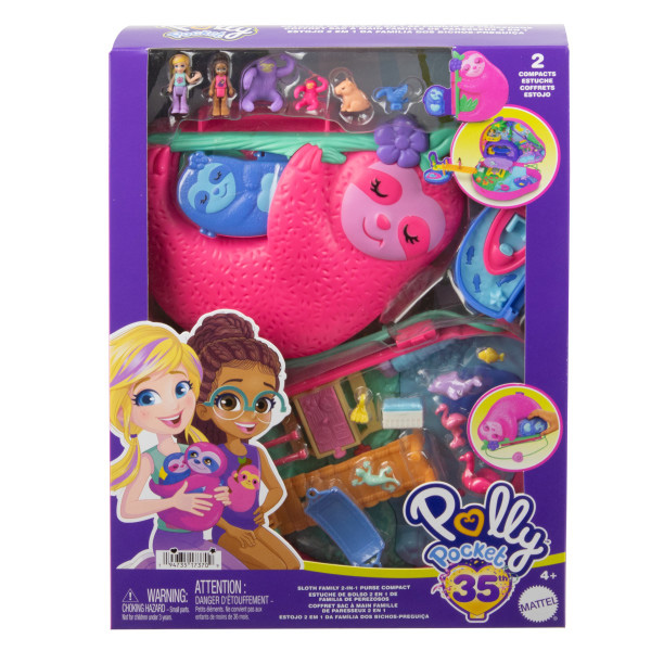 polly pocket cofre familia de perezosos (mattel - hrd40)