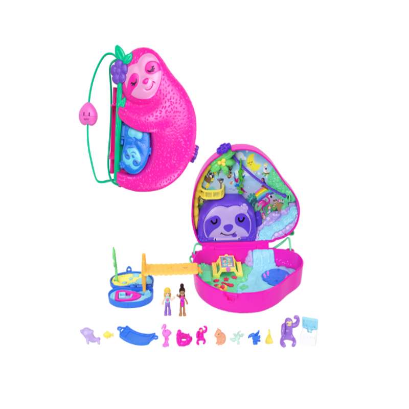 polly pocket cofre familia de perezosos (mattel - hrd40)