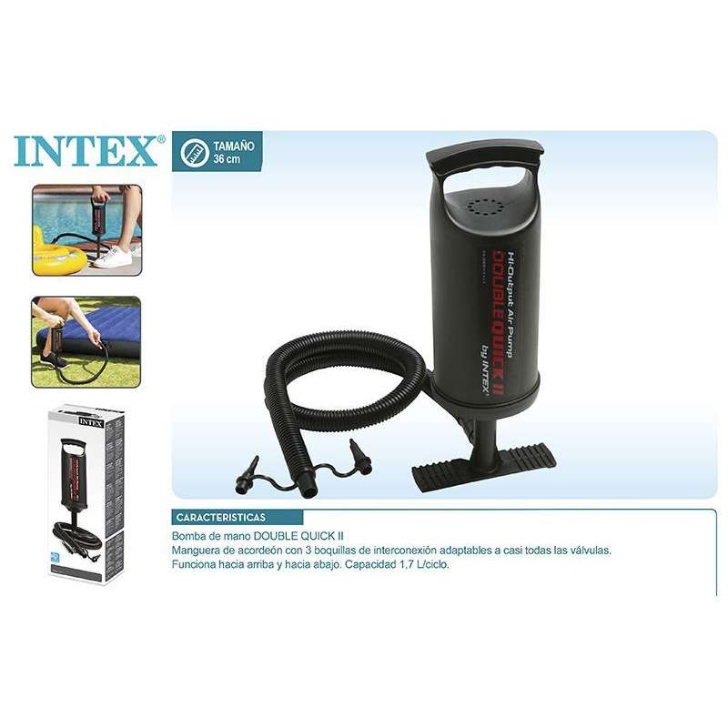 intex hinchador mano double quick ii 36 (68614)
