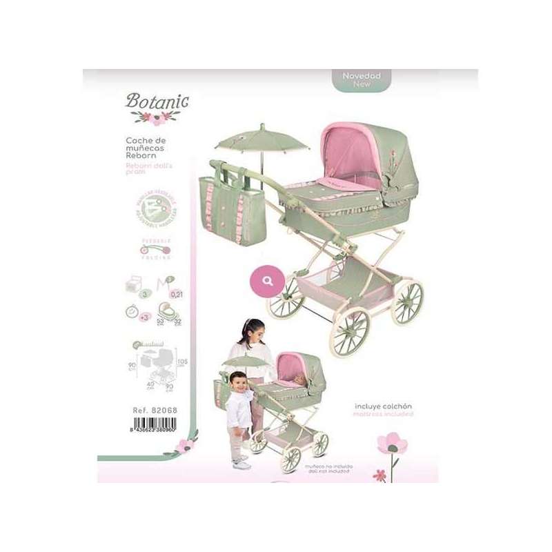 botanic coche reborn plegable con sombrilla y bolso (decuevas toys - 82068)