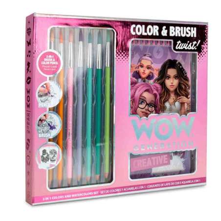 wow generation bloc de artista con pincel y lapices de acuarela (kids licensing - wow00173)