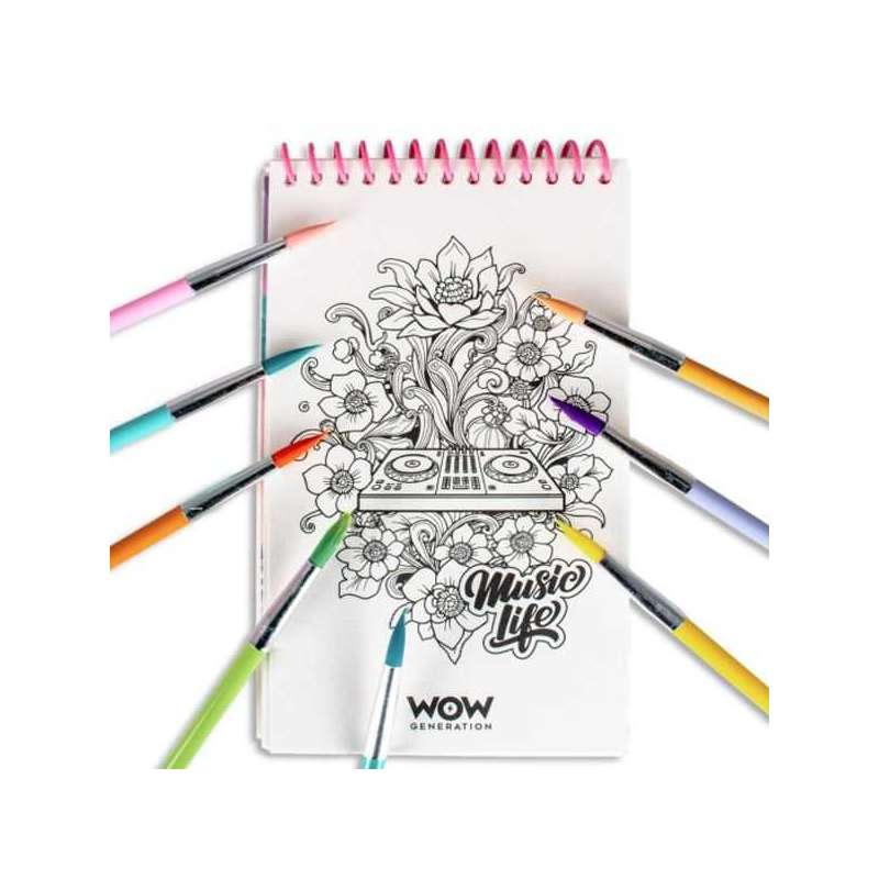 wow generation bloc de artista con pincel y lapices de acuarela (kids licensing - wow00173)