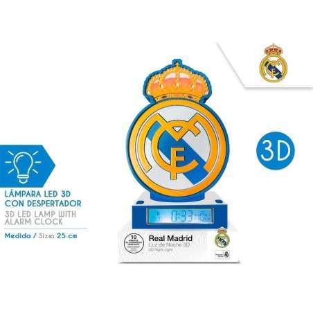 hala madrid lampara 3d con despertador (kids licensing - rm00003)