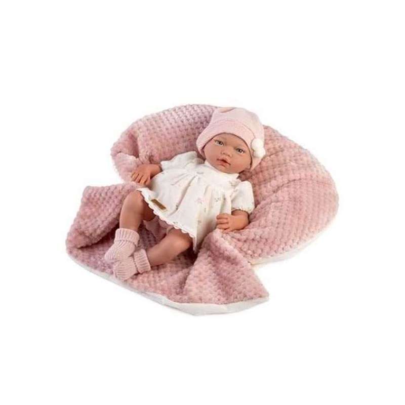 muÑeca norma 42 cm vestido beig y rosa mantita  (muñecas guca - 893)