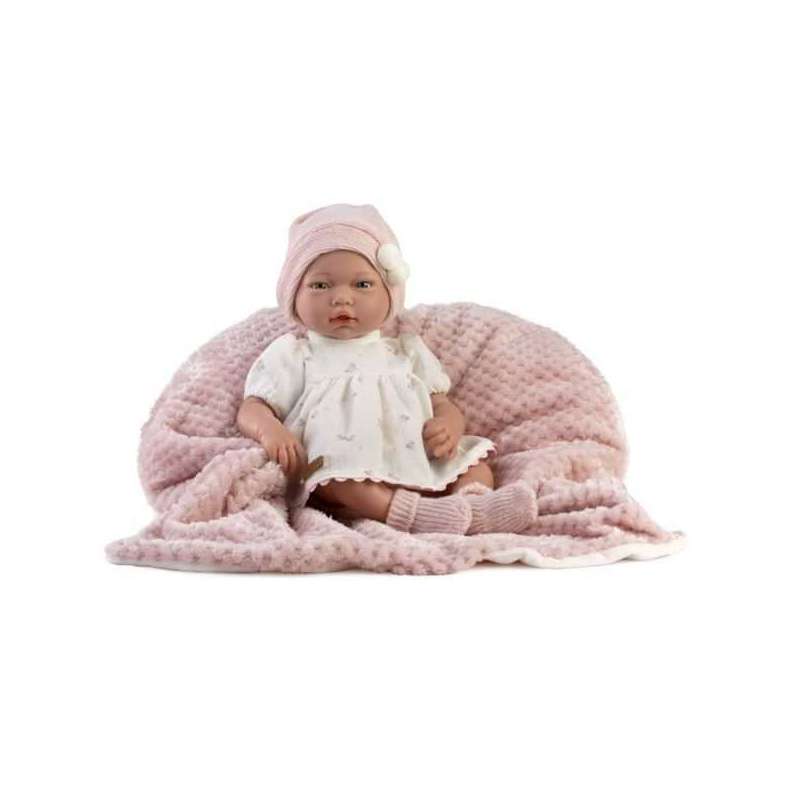 muÑeca norma 42 cm vestido beig y rosa mantita  (muñecas guca - 893)