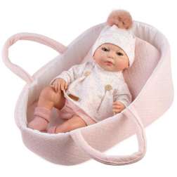 reborn silvia, camiseta, vestido rosa y capazo (muñecas guca - 10263)