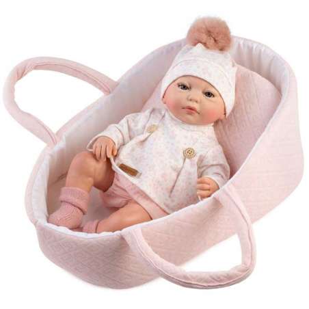 reborn silvia, camiseta, vestido rosa y capazo (muñecas guca - 10263)