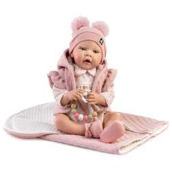 reborn candela pelele rosa,chaleco,gorro (muñeca guca - 10310)