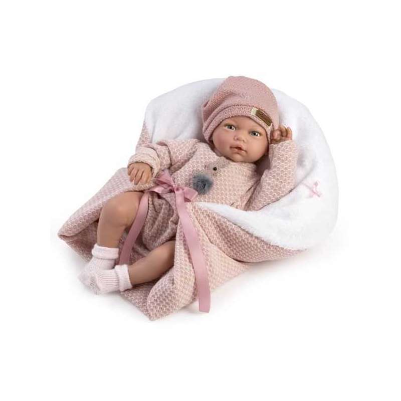 muÑeca classic blanca 38 cm con pelele rosa y manta (muñecas guca - 10220sm)