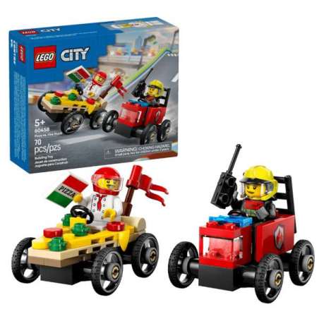 lego city pizza vs camion de bomberos ( 60458)