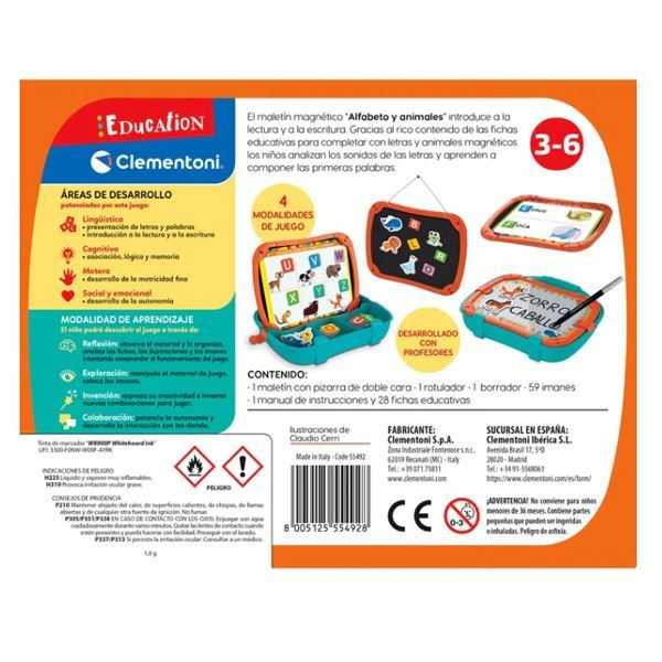 maletin magnetico alfabeto y animales (clementoni - 55492)