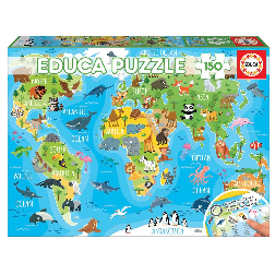 puzzle 150 mapamundi animales (educa - 18115)