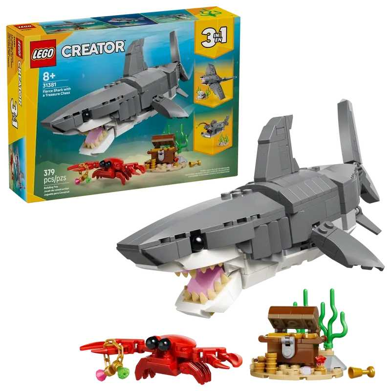 lego creator feroz tiburon con cofre del tesoro (lego - 31381)