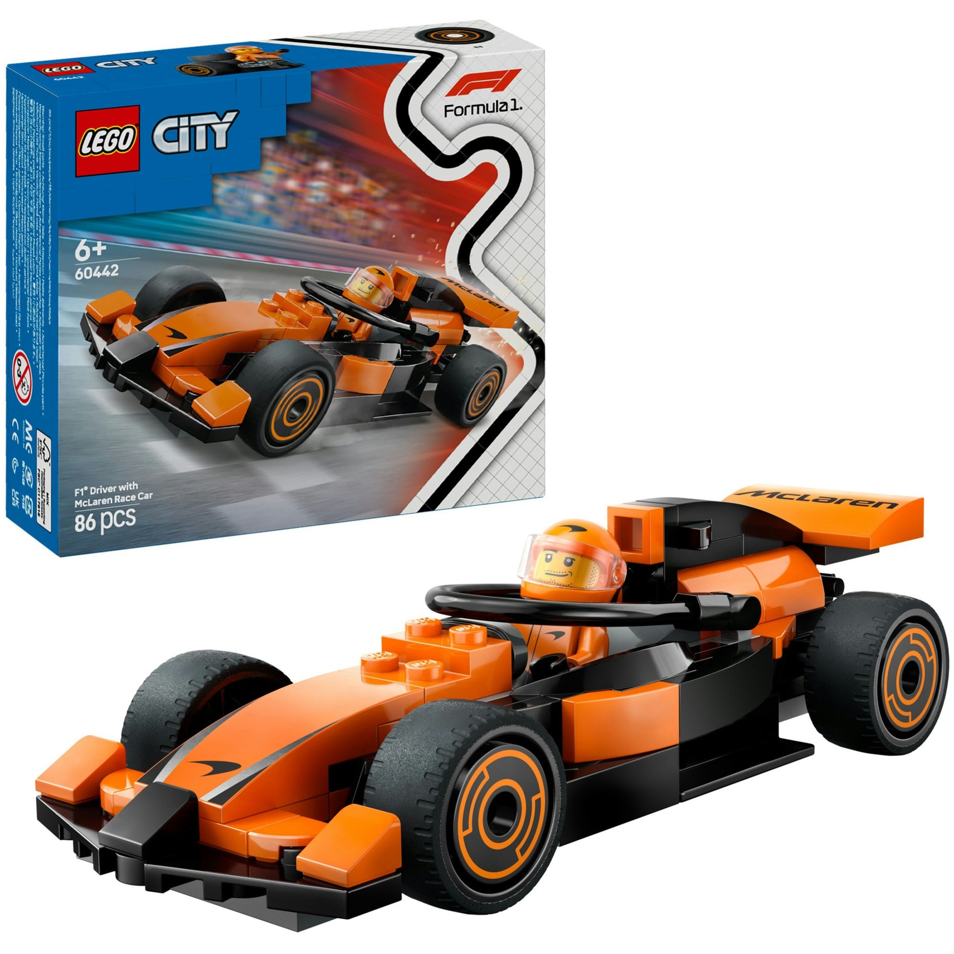 lego city f1 piloto con coche maclaren (lego - 60442)