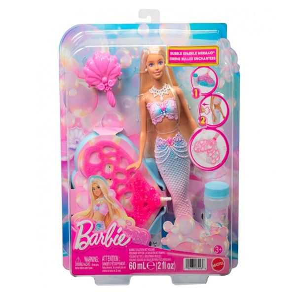 barbie fantasia sirena pompas de jabon (mattel - jlw56)