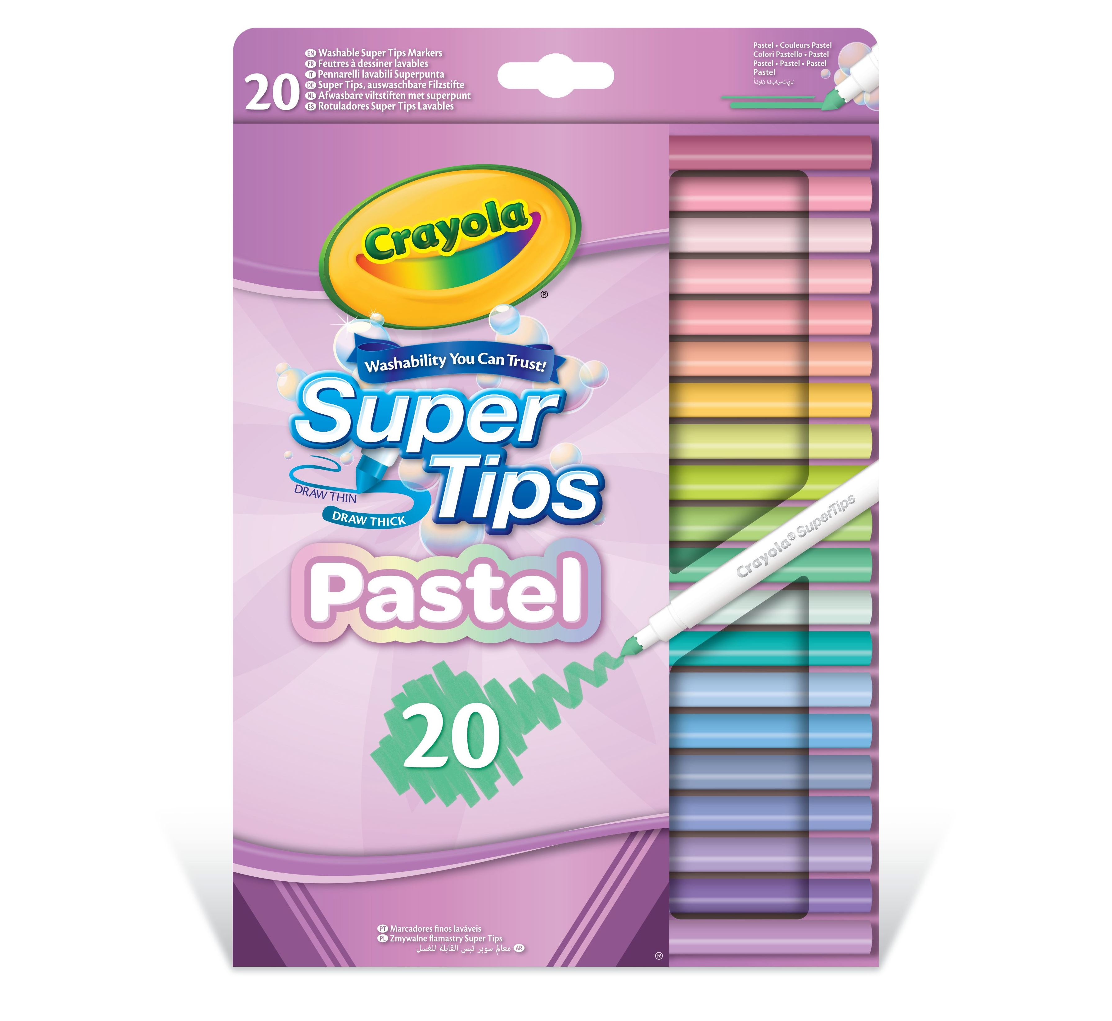 crayola 20 rotuladores lavables pastel (crayola - 58-7517)