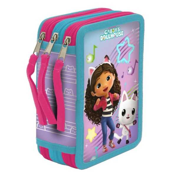 gabbys dollhouse plumier 3 pisos con material escolar (bandai - ep33-13gb)