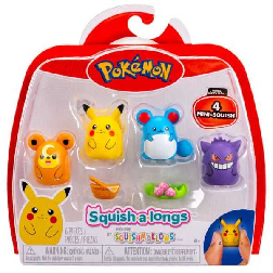 squishalongs pack de 4 figuras pokemon surtidas (jazwares - sqal0067)