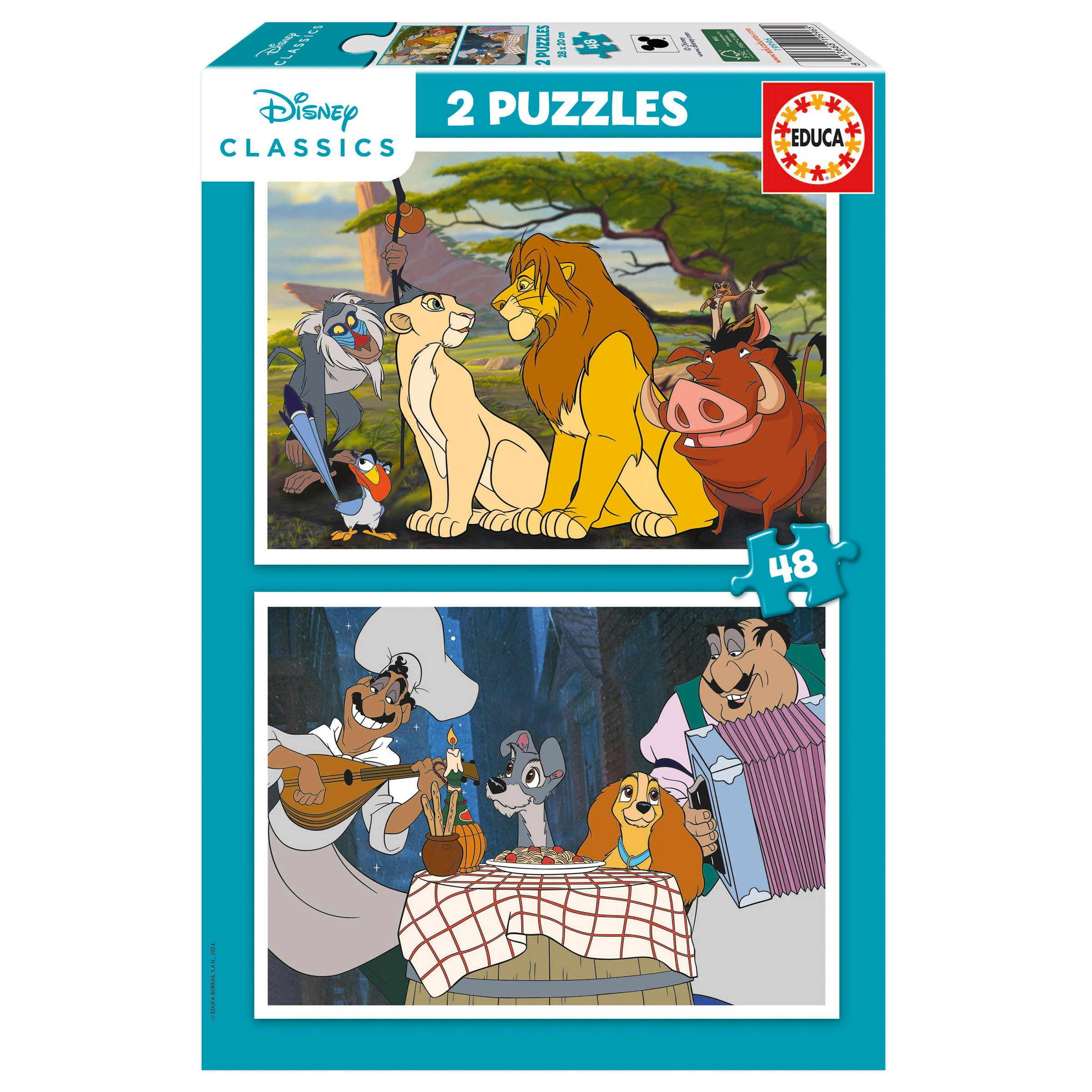 puzzle 2x48 piezas disney animals (educa - 19996)