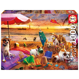 puzzle 1000 piezas perros jugando en la playa (educa - 20312)