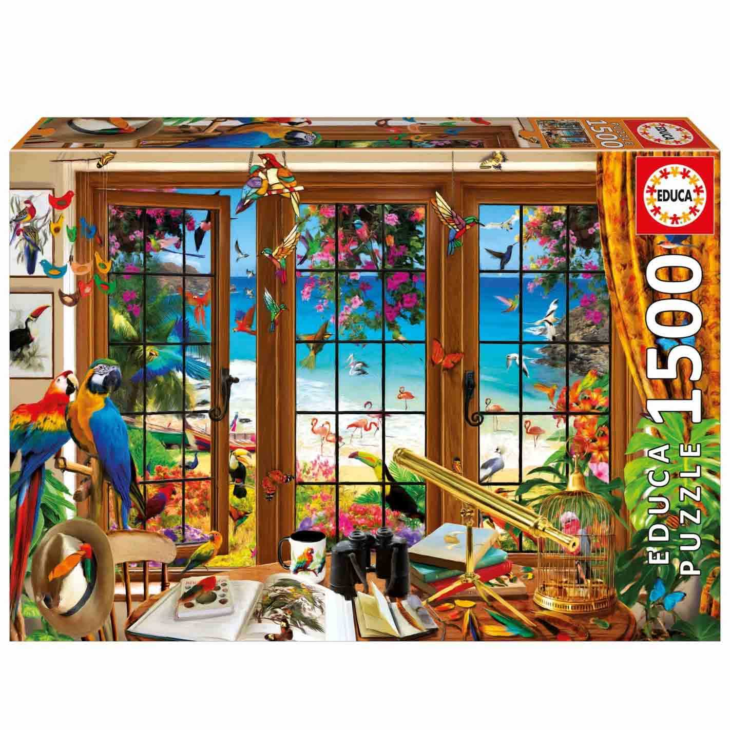 puzzle 1500 piezas ventana del observador de aves (educa - 20333)