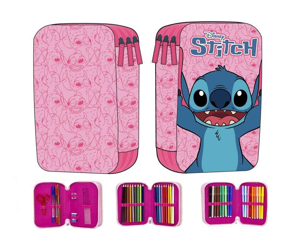 lilo & stitch estuche portalapices 3 pisos (new import - nw1787)