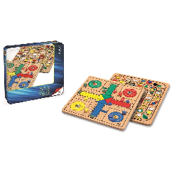parchis oca madera metal box