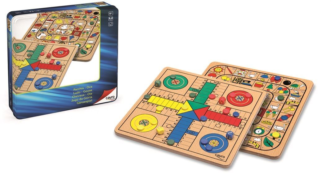 parchis oca madera metal box