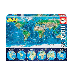 puzzle neon 1000 piezas mapamundi fisico (educa - 16760)
