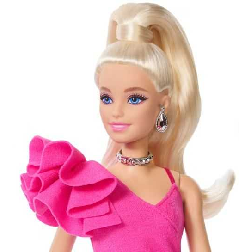 barbie deluxe style muÑeca vestido rosa asimetrico (mattel - jjn73)