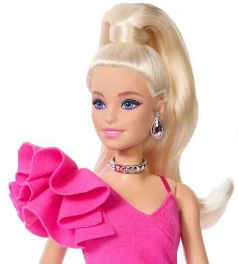 barbie deluxe style muÑeca vestido rosa asimetrico (mattel - jjn73)