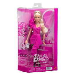 barbie deluxe style muÑeca vestido rosa asimetrico (mattel - jjn73)