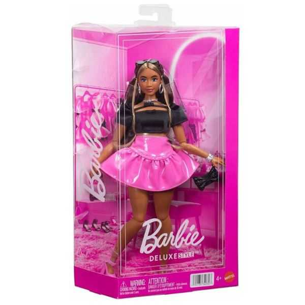 barbie deluxe style muÑeca falda rosa (mattel - jjn74)