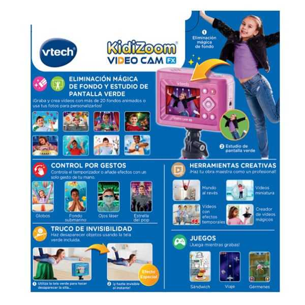 vtech kidizoom video cam fx rosa (vtech - 594887)